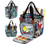 JOZEA Borsa portatile per riporre filati, capacità normale, organizer per progetti a maglia, uncinetti, ferri da maglia (verde)