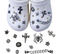 JOZMMZEOOA 12 Pezzi Accessori per Crocs,Metallo Impermeabile Shoe Charm Punk Ragno Decorazione Scarpe Ragno Jibbitz Pins per Crocs DIY Accessori Scarpe,Facile Smontare per Sandali Charms