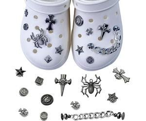 JOZMMZEOOA 12 Pezzi Accessori per Crocs,Metallo Impermeabile Shoe Charm Punk Ragno Decorazione Scarpe Ragno Jibbitz Pins per Crocs DIY Accessori Scarpe,Facile Smontare per Sandali Charms