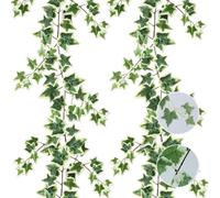 JOZMMZEOOA 180CM Edera Finta da Interno 2 Pezzi Artificiali Piante Finte da Interno Cadente Foglie Finte per Decorazioni Pianta Artificiale Edera,per Decorazioni Casa Camera Letto (Verde bianco)