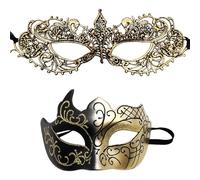 JOZMMZEOOA 2 Maschere In Maschera per Donne e Uomini, Maschere in Maschera per Coppie, Feste Veneziane, Maschera di Carnevale per Cosplay
