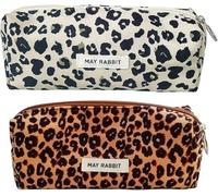 JOZMMZEOOA 2 Pezzi Astuccio Scuola Velluto Coste 19x6x7cm Astucci Grande Capacità Ragazze Astuccio Portatile Generico Astuccio Organizer Multifunzionale,per Scuola e Ufficio (Stampa leopardata)