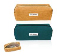 JOZMMZEOOA 2 Pezzi Astuccio Scuola Velluto Coste Astucci Grande Capacità Ragazze Astuccio Portatile Generico Astuccio Organizer Multifunzionale,per Scuola e Ufficio (Giallo,Verde Scuro)