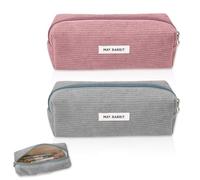 JOZMMZEOOA 2 Pezzi Astuccio Scuola Velluto Coste Astucci Grande Capacità Ragazze Astuccio Portatile Generico Astuccio Organizer Multifunzionale,per Scuola e Ufficio(Rosa,Grigio)