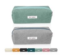 JOZMMZEOOA 2 Pezzi Astuccio Scuola Velluto Coste Astucci Grande Capacità Ragazze Astuccio Portatile Generico Astuccio Organizer Multifunzionale,per Scuola e Ufficio(Grigio,Verde Erba)