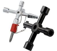 JOZMMZEOOA 2 Pezzi Chiave Quadrata Contatore,4 Vie Chiave Quadrata Universale Serrature 4 in 1 Chiaves Multifunzione Metallo Sfiato Termosifone Professionale,per Acqua,Contatori Elettrici,Ascensori
