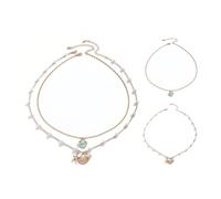 JOZMMZEOOA 2 Pezzi Collana Conchiglia,Doppio Strato Collana Catena Donna Perla Conchiglia Gioielli Donna Set Collane Impilabile Necklace Collane Personalizzate Fashion Accessories L'Estate(Oro Blu)