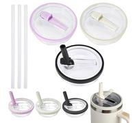 JOZMMZEOOA 3 Pezzi per Stanley Cup Accessori,Tumbler Flip Straw Lid Cup No Spill Coperchi per Stanley Cup 40 oz Sostituzione del Coperchio Della Tazza,Riutilizzabili Prova (Nero,Bianco,Viola）