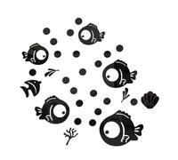 JOZMMZEOOA 30 Pezzi Adesivi Murali,Acrilico Adesivo Muro Decorativo Adesivi Parete Decorazioni Murale Bagno Carino Pesce Bolle Specchio Adesivo da Parete 3D,per Camera da Lettoufficio Deco (Nero)