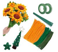 JOZMMZEOOA 300 Pezzi Scovolini Colorati,Pipe Cleaners for Flower Set Fili di Ciniglia Scovolini Colorati per Lavoretti Pipe Cleaners,per Girasole Mazzo di Fiori DIY Decorativi Artigianato(Giallo)