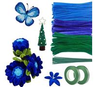 JOZMMZEOOA 300 Pezzi Scovolini Colorati,Pipe Cleaners for Flower Set Fili di Ciniglia Scovolini Colorati per Lavoretti Pipe Cleaners,per Tulipano Mazzo di Fiori DIY Decorativi Artigianato(Blu)