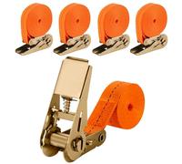 JOZMMZEOOA 4 Pezzi Cinghie a Cricchetto 6Mx2.5CM Cinghie di Fissaggio Fasce a Cricchetto Cinghie di Ancoraggio Arancione Tensione con Cricchetto, 1000 kg Fissaggio Cinghia a Cricchetto Ratchet