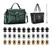 JOZMMZEOOA Borchia Pelle 30 Pezzi Lega Borchie Borse 11 X 8 MM Rivetti Zaino Testa Piatta Rivetti Vite Borse Chiodi Pavimento Portare 1 Cacciavite,per Rivetti Artigianali Pelle Fai-Da-Te