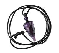 JOZMMZEOOA Esagono Pietre Cristalli Collana,Cura Cristalli Aura Pietre Chakra Naturali Healing Stones Cristalloterapia Cordoncino Regolabile Pelle Nera,per Donne e Uomini (Ametista A)