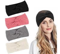 JOZMMZEOOA Fascia da Donna Invernale 4 Pezzi Capelli Maglia Tenere Elastici Fascia Capelli Donna Circonferenza della testa 40 cm Usati per Il Calore Invernale, per Legare I Capelli ogni Giorno (Rosa)