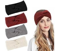 JOZMMZEOOA Fascia da Donna Invernale 4 Pezzi Capelli Maglia Tenere Elastici Fascia Capelli Donna Circonferenza della testa 40 cm Usati per Il Calore Invernale, per Legare I Capelli ogni Giorno (Rot)