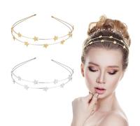 JOZMMZEOOA Fascia per Capelli a Forma di Stella,2 Pezzi Cerchietti per Capelli a Stella in Metallo,con Strass Cristalli in Lega Decorativo Accessorio per Capelli per Donne Ragazze