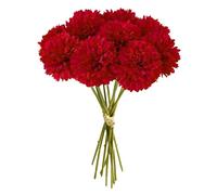 JOZMMZEOOA Fiori di Ortensia Artificiale 12 Pz Ortensie Finte Realistiche 28cm Fiori Palla Crisantemo di Seta Finti Ortensie Stabilizzate Artificiali Bouquet Decorativi per Bouquet Nozze (Rosso)