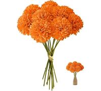 JOZMMZEOOA Fiori di Ortensia Artificiale 12 Pz Ortensie Finte Realistiche 28cm Fiori Palla Crisantemo di Seta Finti Ortensie Stabilizzate Artificiali Bouquet Decorativi per Bouquet Nozze (Arancia)