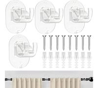 JOZMMZEOOA Ganci per Tende Senza Bucare 4 Pz Supporto per Bastone Tenda Autoadesivo,ABS Ganci Adesivi per-Tende Non Perforazione Staffa Autoadesiva Asta Tende,per-Soggiorno Camera Bagno (Trasparente)