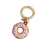 JOZMMZEOOA per Airtags Custodia in Tpu Morbido con Portachiavi,Mini Custodia per Airtags Tracker a Forma di Ciambella -Antigraffio,Lavabile,Anti-Smarrimento,Bel Design (Beige)
