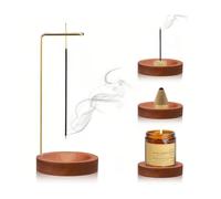 JOZMMZEOOA Porta Incenso per Bastoncini,2 en 1Bruciatore Incenso di Legno Multifunzionale Brucia Incensiere con 9 Buche Fatto a Mano,para Decoración Hogar Salas de Meditación y Yoga (Marrone (oro)