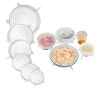 JOZMMZEOOA Rotondi Coperchi In Silicone,7 Pezzi 8.5 CM Trasparenti Coperchio in Silicone Alimentare Coperchi in Silicone Estensibile Coperchio Universale Silicone,per Ciotole Tazze Lattine Frutta