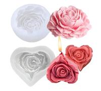 JOZMMZEOOA Stampi per Candele 2 Pezzi DIY Stampi in Silicone Creatività Candele Rosa Peonia Stampi Fai Stampo Silicone Fiore,per Profumate Cera Soia Cioccolato