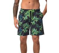 JP 1880 Badeshorts,elastikbund, AOP Palmen Costume a Pantaloncino, Nero, XXL Uomo