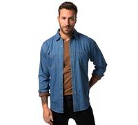 JP 1880 Camicia di Jeans dalla vestibilità Moderna con Maniche Lunghe e Colletto ad Apertura Inglese, Disponibile Fino alla tg. 8XL Blue Denim 8XL 822885902-8XL