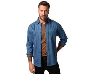JP 1880 Camicia di Jeans dalla vestibilità Moderna con Maniche Lunghe e Colletto ad Apertura Inglese, Disponibile Fino alla tg. 8XL Blue Denim 8XL 822885902-8XL