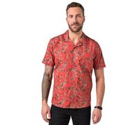 JP 1880 Camicia JP1880 dalla vestibilità Cubana con Stampa Floreale, Colletto alla Cubana e Mezze Maniche, Fino alla tg. 8XL Rosso 7XL 845968535-7XL