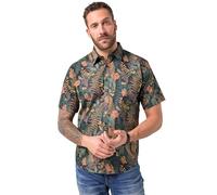 JP 1880 Camicia JP1880 dalla vestibilità Moderna con Mezze Maniche, Fantasia Floreale e Colletto ad Apertura Inglese, Fino alla tg. 8XL Marrone Scuro 7XL 846019349-7XL