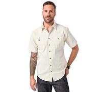 JP 1880 Camicia JP1880 dalla vestibilità Moderna con Texture, Mezze Maniche e Colletto ad Apertura Inglese, Fino alla tg. 8XL Bianco Sporco 7XL 846035200-7XL