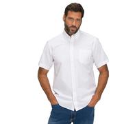 JP 1880 Camicia Seersucker a Mezza Manica con Colletto Buttondown, vestibilità Moderna, a Righe Maglietta, Bianco Neve, XXL Uomo