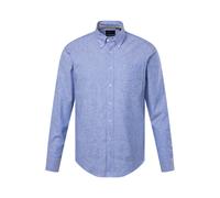 JP 1880 Camicia in Misto Lino, Maniche Lunghe, Colletto con Bottoni, vestibilità Moderna, Grigio/Blu, 6XL Uomo