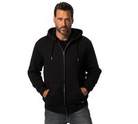 JP 1880 Giacca, attività all'aperto, con Cappuccio, Fodera in Peluche, Cerniera, Fino a 8 XL Felpa, Nero, 6XL Große Größen Uomo