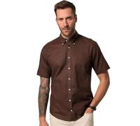JP 1880 Leinenmix-Hemd, Halbarm, Buttondown-Kragen, Modern Fit Camicia, Marrone Pino, L Uomo
