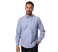 JP 1880 Leinenmixhemd, Langarm, Buttondown-Kragen, Modern Fit Camicia, Grigio/Blu, 3XL Uomo