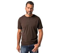 JP 1880 Maglia Serafino Basic con abbottonatura e Mezze Maniche Marrone Scuro 5XL 726695117-5XL