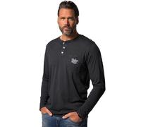 JP 1880 Maglia Serafino in Jersey Fiammato con Maniche Lunghe e abbottonatura Nero L 808460100-L