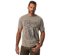 JP 1880 Maglietta, Costume Tradizionale, Mezze Maniche, Grande, Look Vintage, Stampa sul Petto, Girocollo T-Shirt, Grigio Cenere, 4XL Uomo