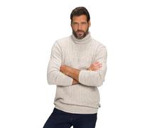 JP 1880 Maglione, Collo Alto, Maglia a Treccia, Sabbia, XXXXL Uomo