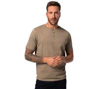 JP 1880 Menswear da Uomo Taglie Forti L-8XL JP1880 Henley, Basic, abbottonatura, Mezza Manica, Fino a 7 XL 726695, Marrone/Grigio., 6XL