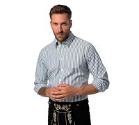 JP 1880 Menswear L-8XL Camicia a Righe da Uomo, a Maniche Lunghe, Colletto con Bottoni Nascosto, Easy Care, Modern Fit, Fino a 8 XL 828754, Verde Bottiglia, 5XL