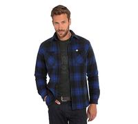 JP 1880 Overshirt Workwear Manica Lunga Pile a Quadri Imbottita Colletto Kent Camicie, Blu Cobalto, XXXXL Uomo
