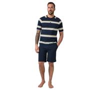 JP 1880 Pigiama Uomo Henley Raglan, Ringel, Pigiama 1/2, Blu Navy, 4XL
