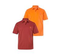 JP 1880 Poloshirts, Basic, 2er-Pack, piqué, Gekämmte Baumwolle Camicia, Marrone ruggine, 5XL Uomo