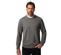 JP 1880 Maglione in Cotone con Scollo Arrotondato e Ricamo JP1880 Grigio mélange 4XL 708261123-4XL