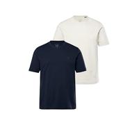 JP 1880 T-Shirt Basic con Scollo a V e Mezze Maniche in Confezione Doppia, Disponibili Natura Melange 3XL 711318201-3XL